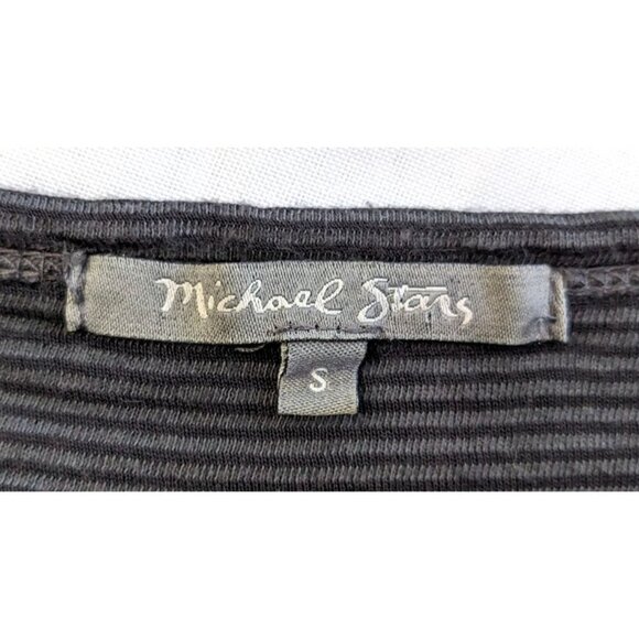 MICHAEL STARS Gray Striped Knit Shift Dress w/ Cuffed 3/4 Sleeves Size S - Picture 3 of 6